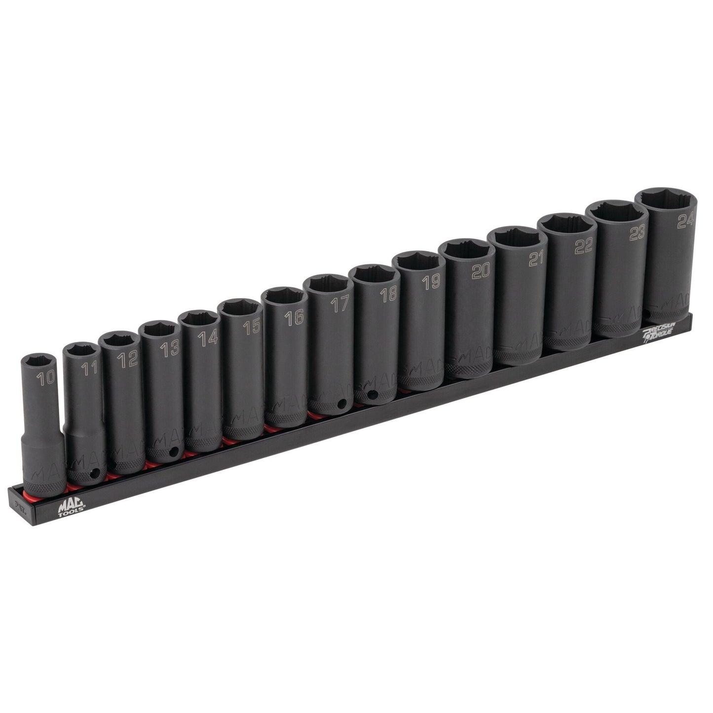 15-PC. Jeu de douilles à chocs profondes métriques à prise 3/8" - 6-PT.