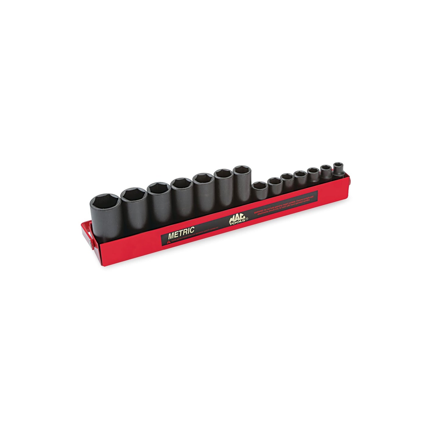 Socket Set, Deep Impact Metric in Metal Tray 3/8" Drive - 14-PC. – 6-PT.