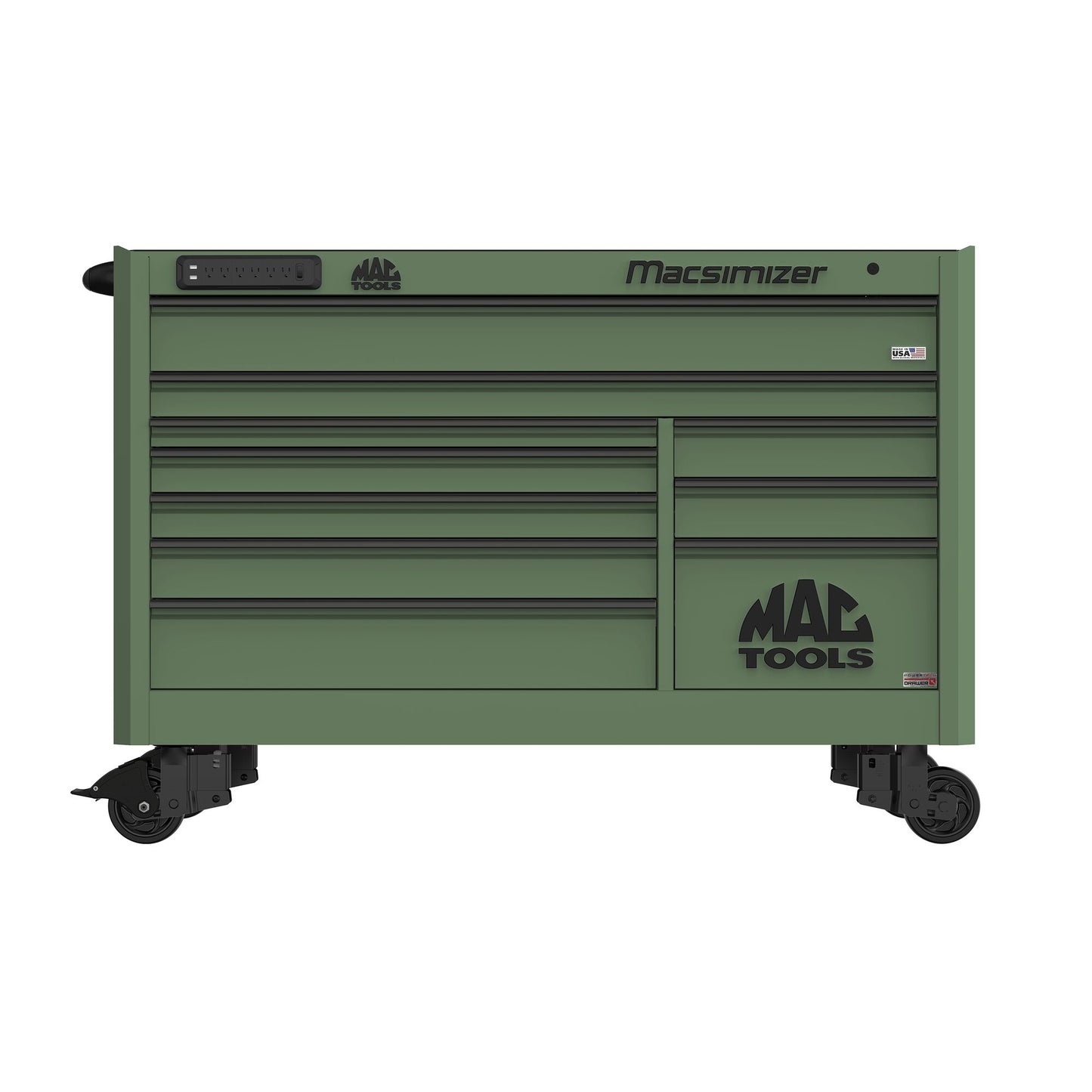 Macsimizer® Series 10-Drawer Workstation with PowerTech™ Drawer - Olive Green