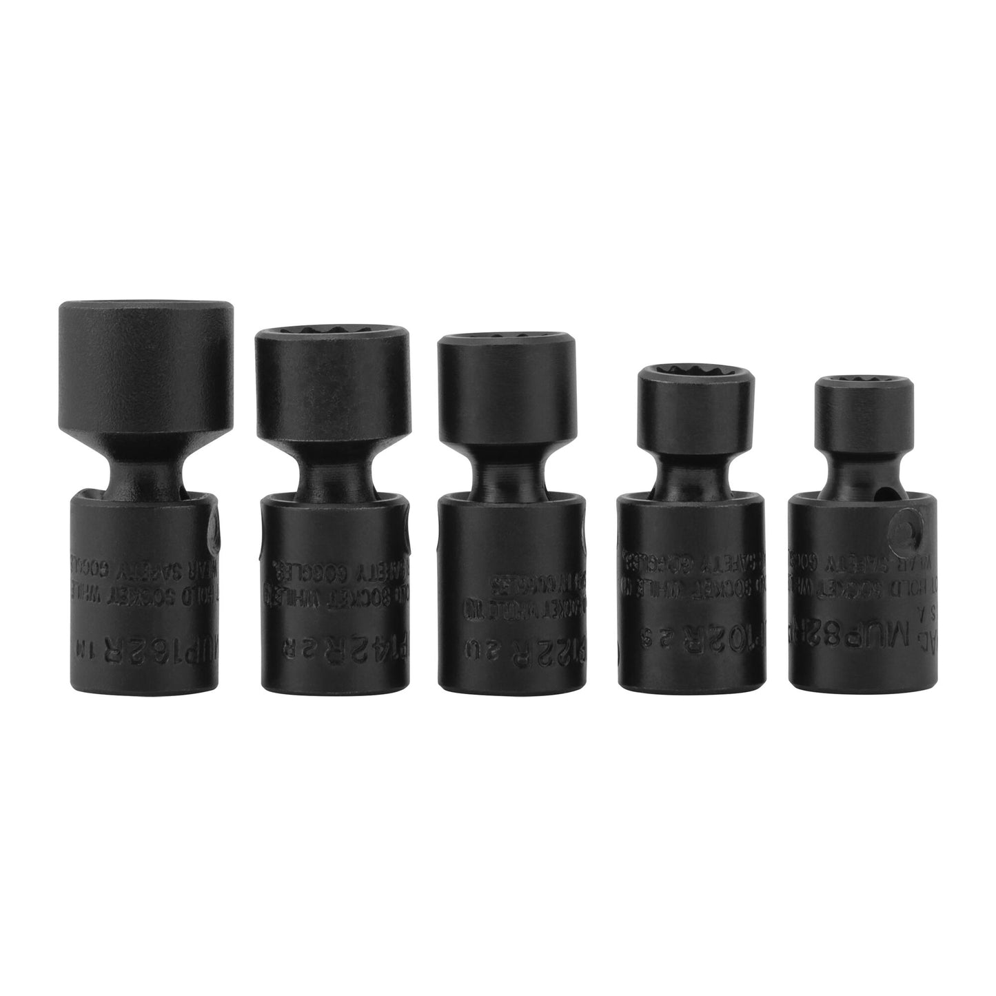 5-PC. Jeu de douilles à chocs universelles SAE à entraînement 1/4 po - 12 pts.
