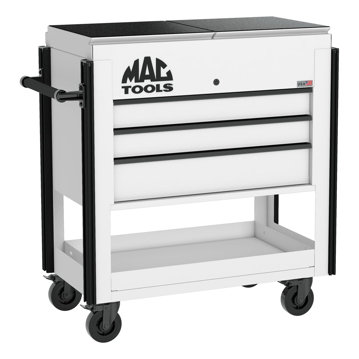 3-Drawer Utility Cart w/ Split Sliding Lid - Titanium White
