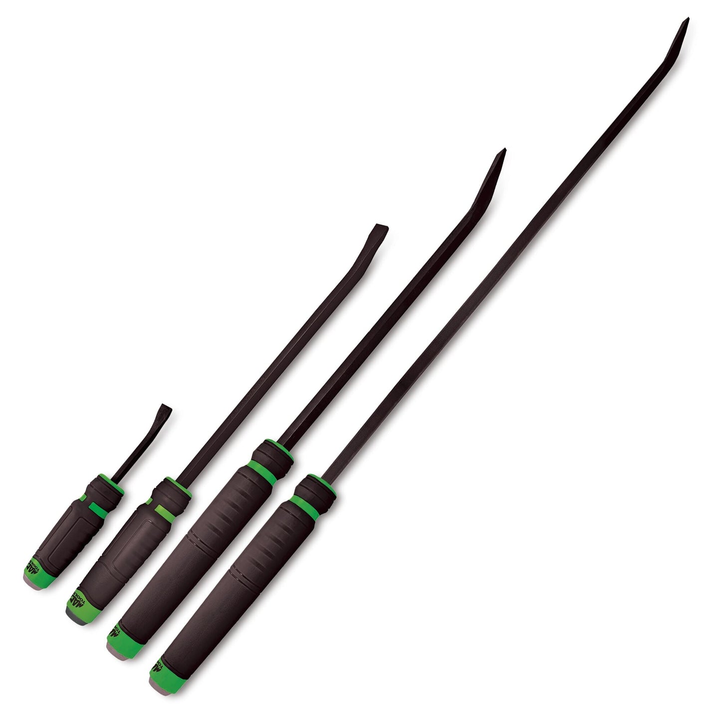 4-PC. Ensemble de leviers à tête incurvée et à poignée confortable avec capuchon - vert haute visibilité