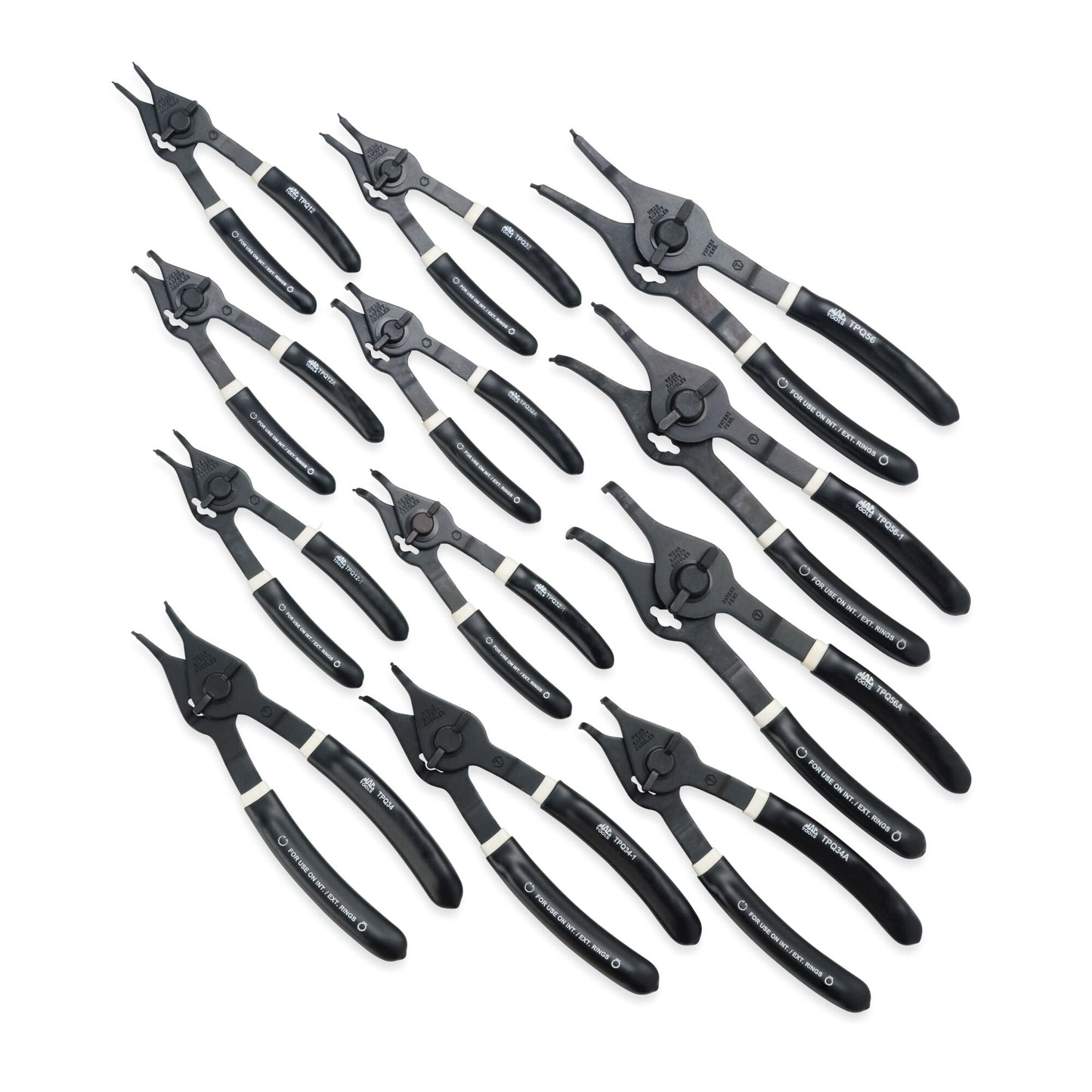12-PC. Jeu de pinces quart de tour pour circlips