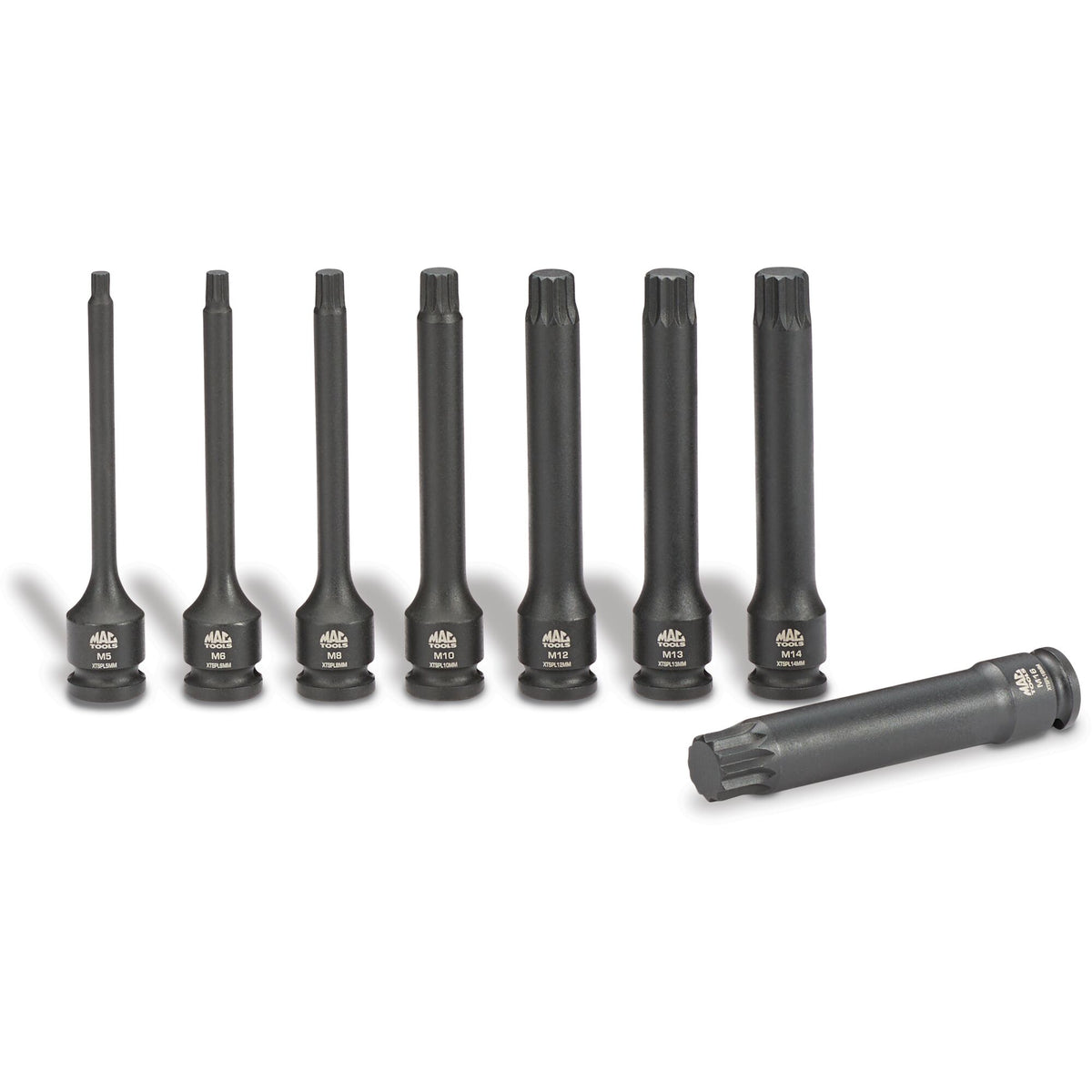 8-PC. Ensemble de tournevis triple carré à impact long