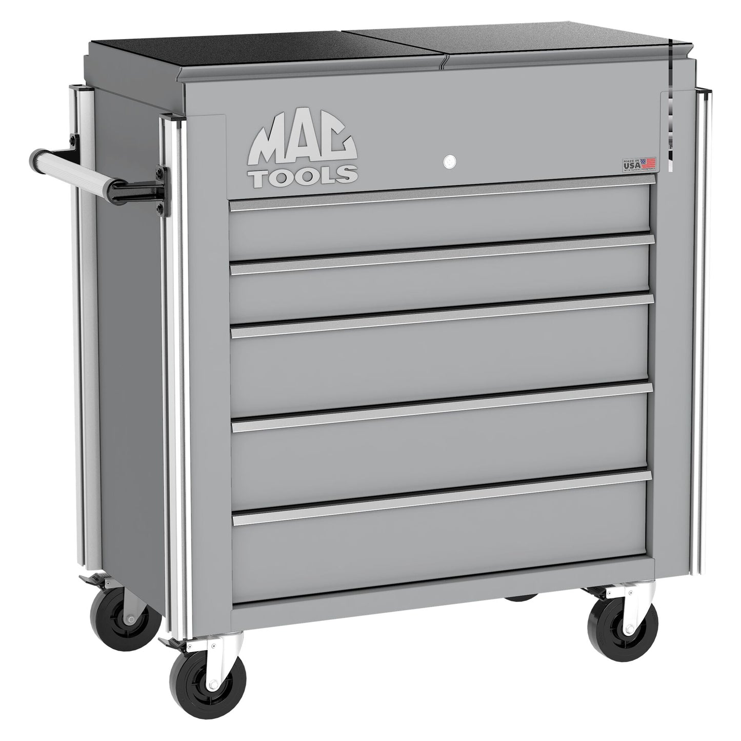 5-Drawer Utility Cart w/ Split Sliding Lid - Mica Gray