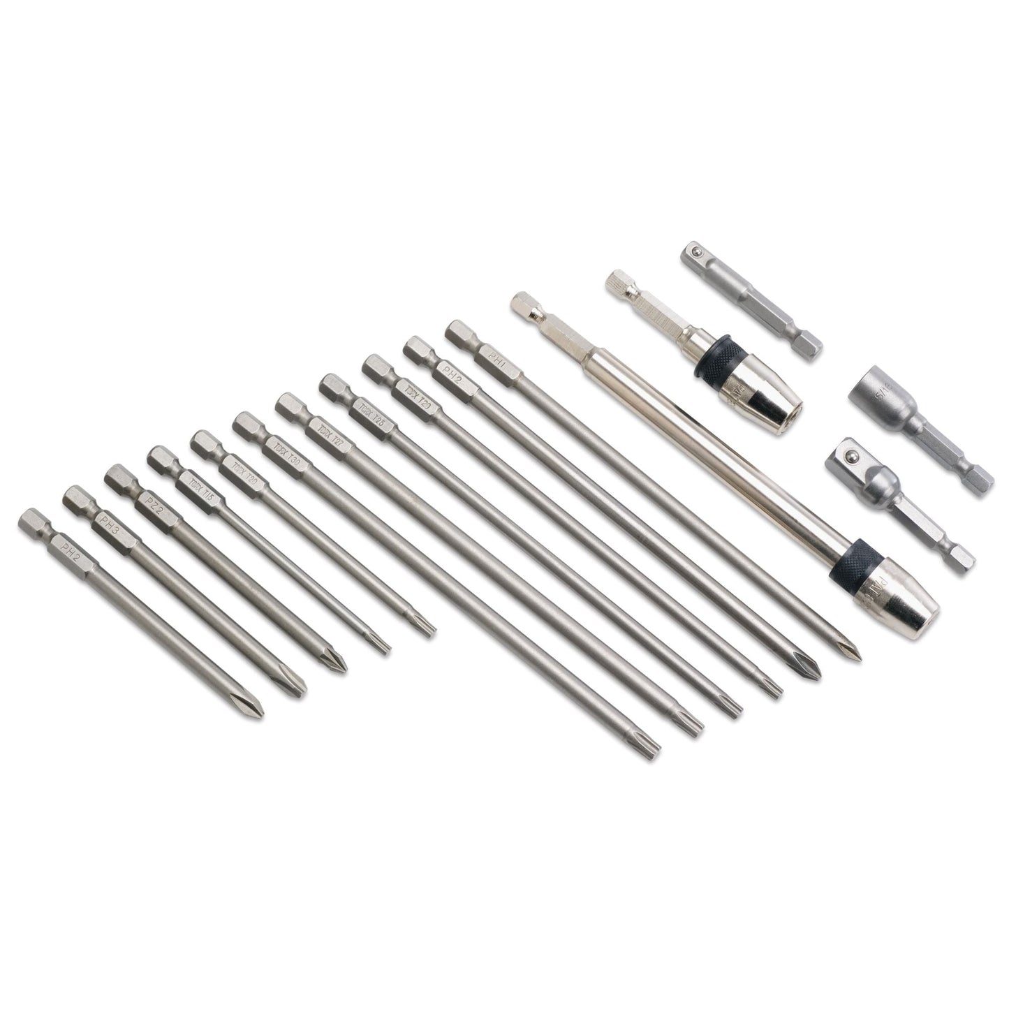 16-PC. 1/4" Hex Drive Long-Reach Quick-Connect Bit Set
