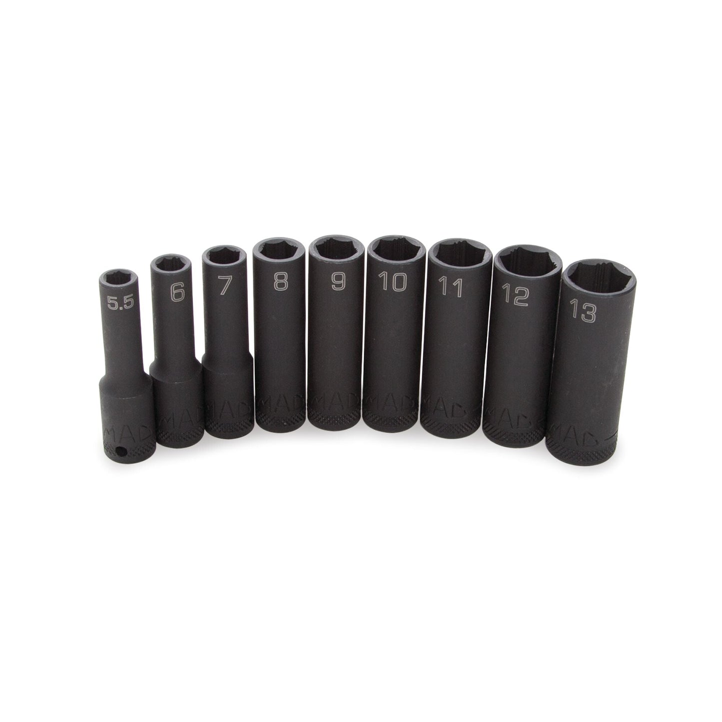 9-PC. Jeu de douilles antidérapantes à impact profond 1/4" - 6-PT.