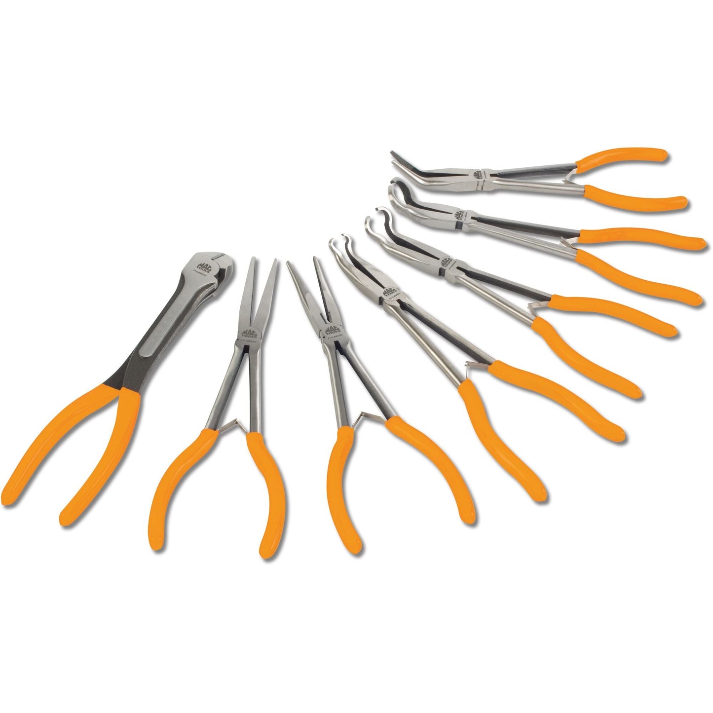 7-PC. Jeu de pinces universelles à longue portée - Orange