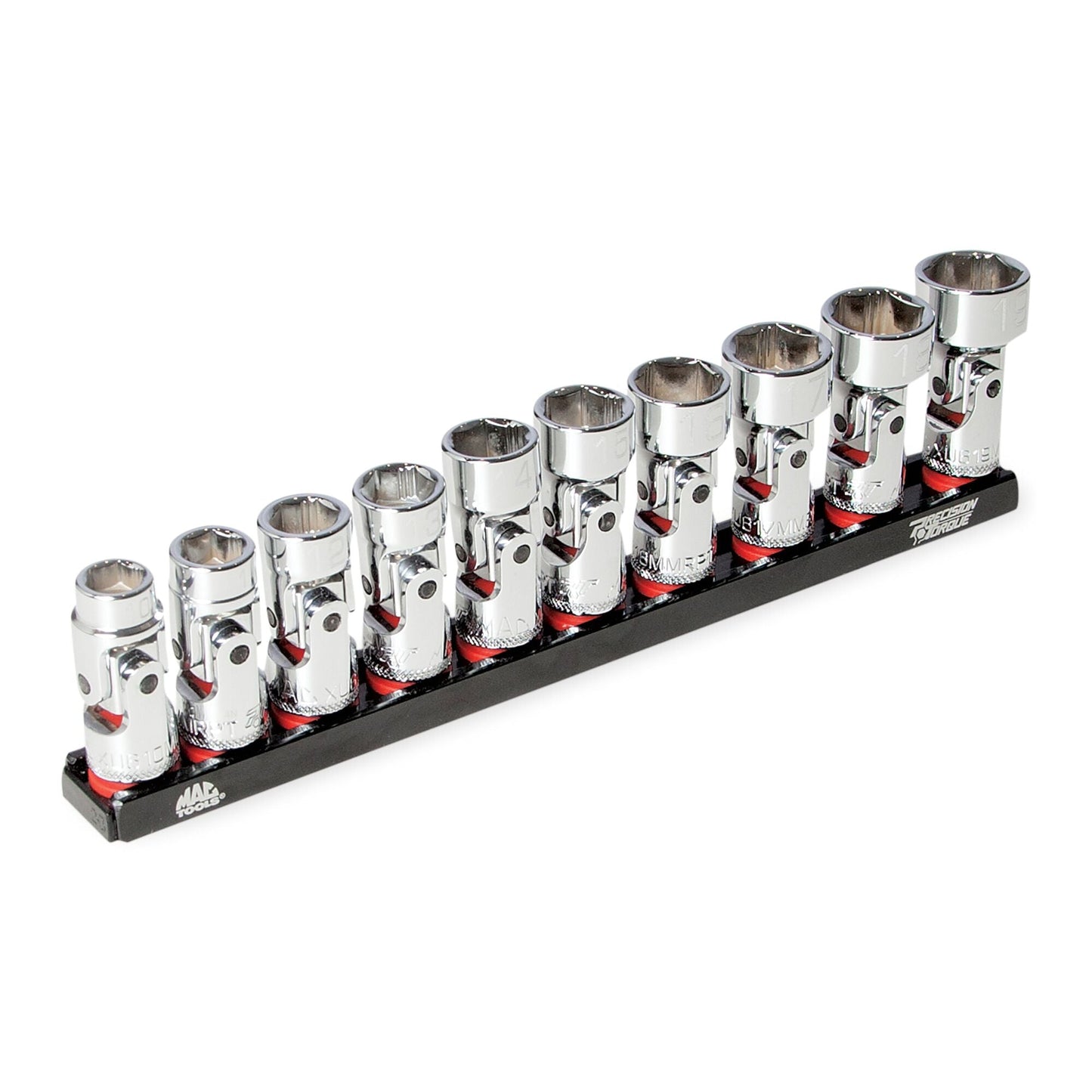10-PC. Jeu de douilles universelles antidérapantes métriques à prise 3/8" - 6-PT.