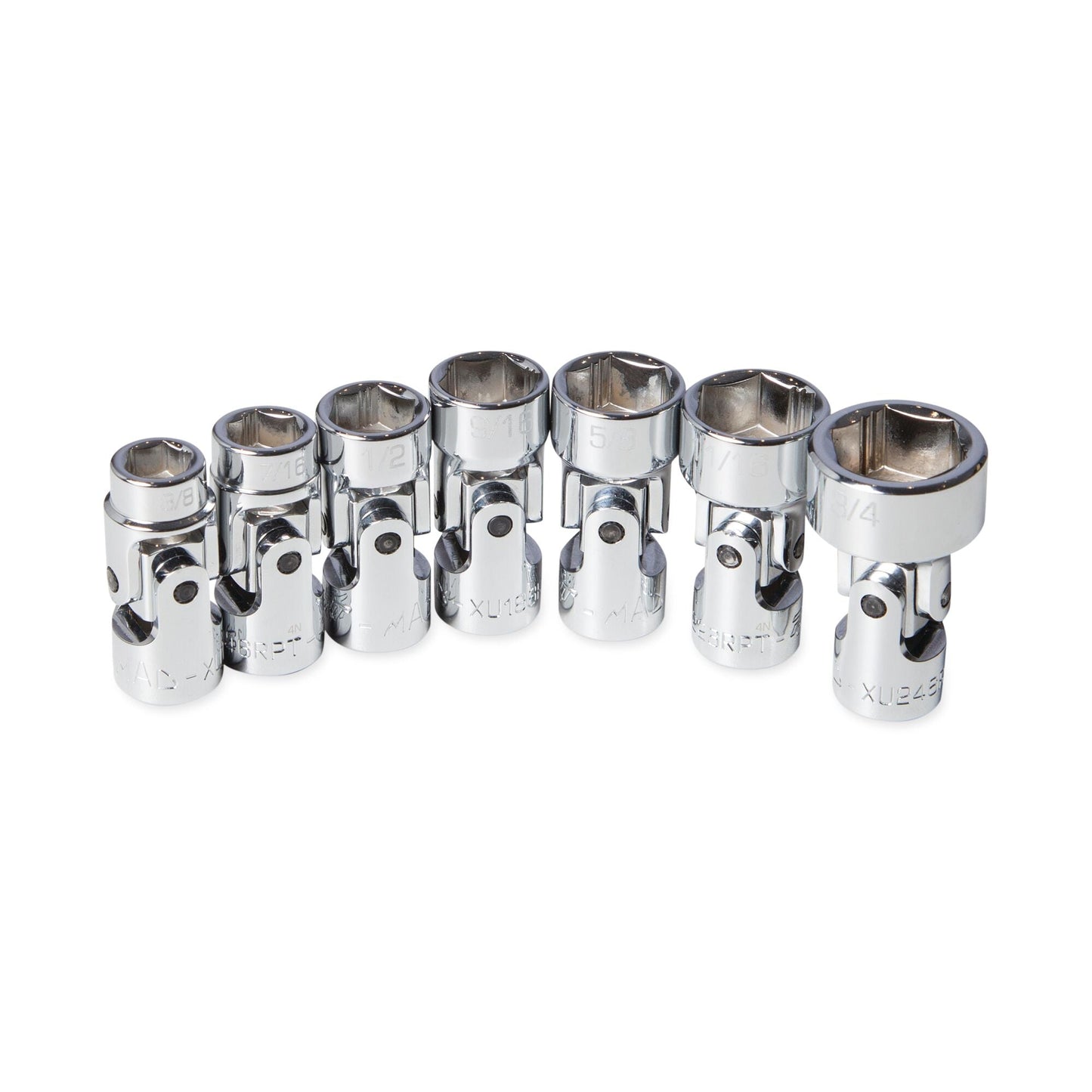 7-PC. Jeu de douilles universelles antidérapantes SAE 3/8" - 6-PT.