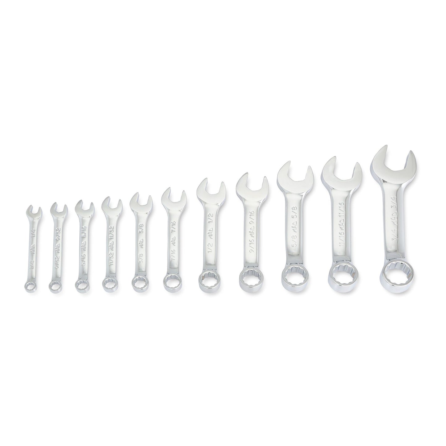 11-PC. Jeu de clés mixtes courtes SAE Knuckle Saver - 12-PT.