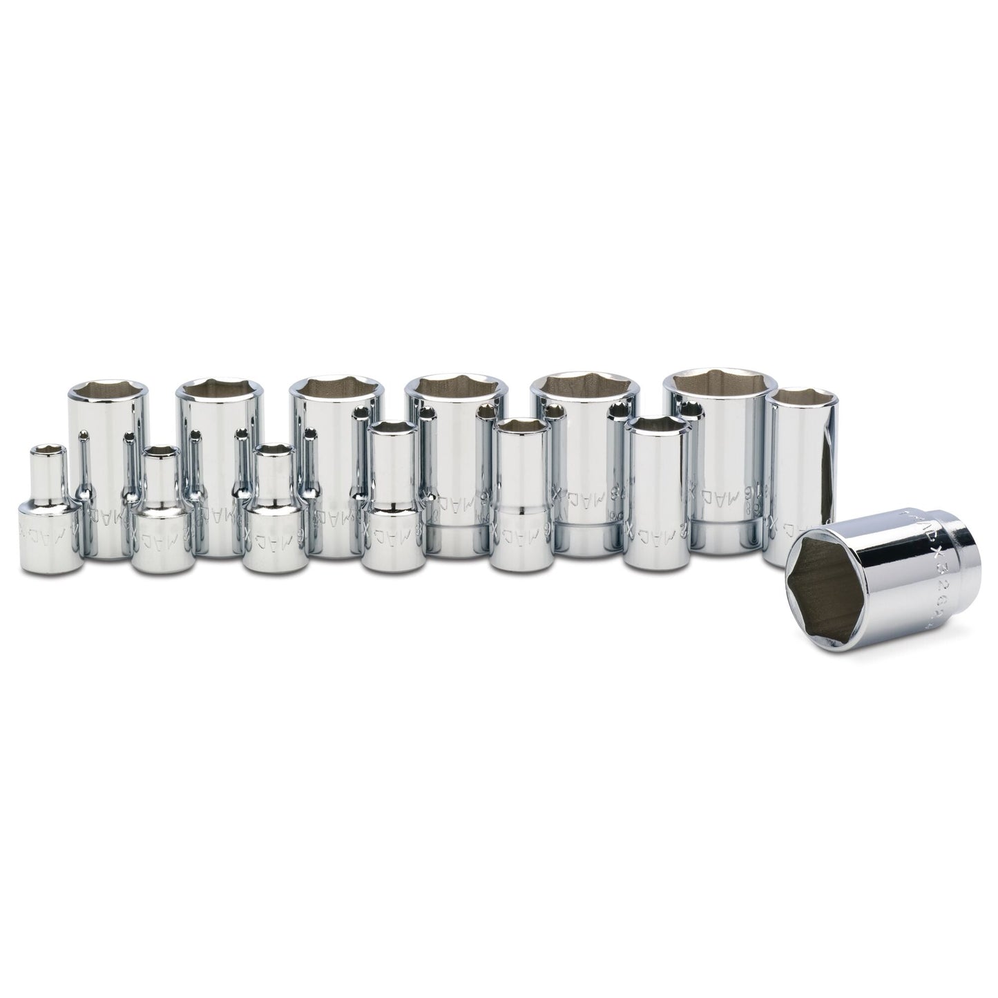 Socket Set, Intermediate SAE in Metal Tray 3/8" Drive - 14-PC.