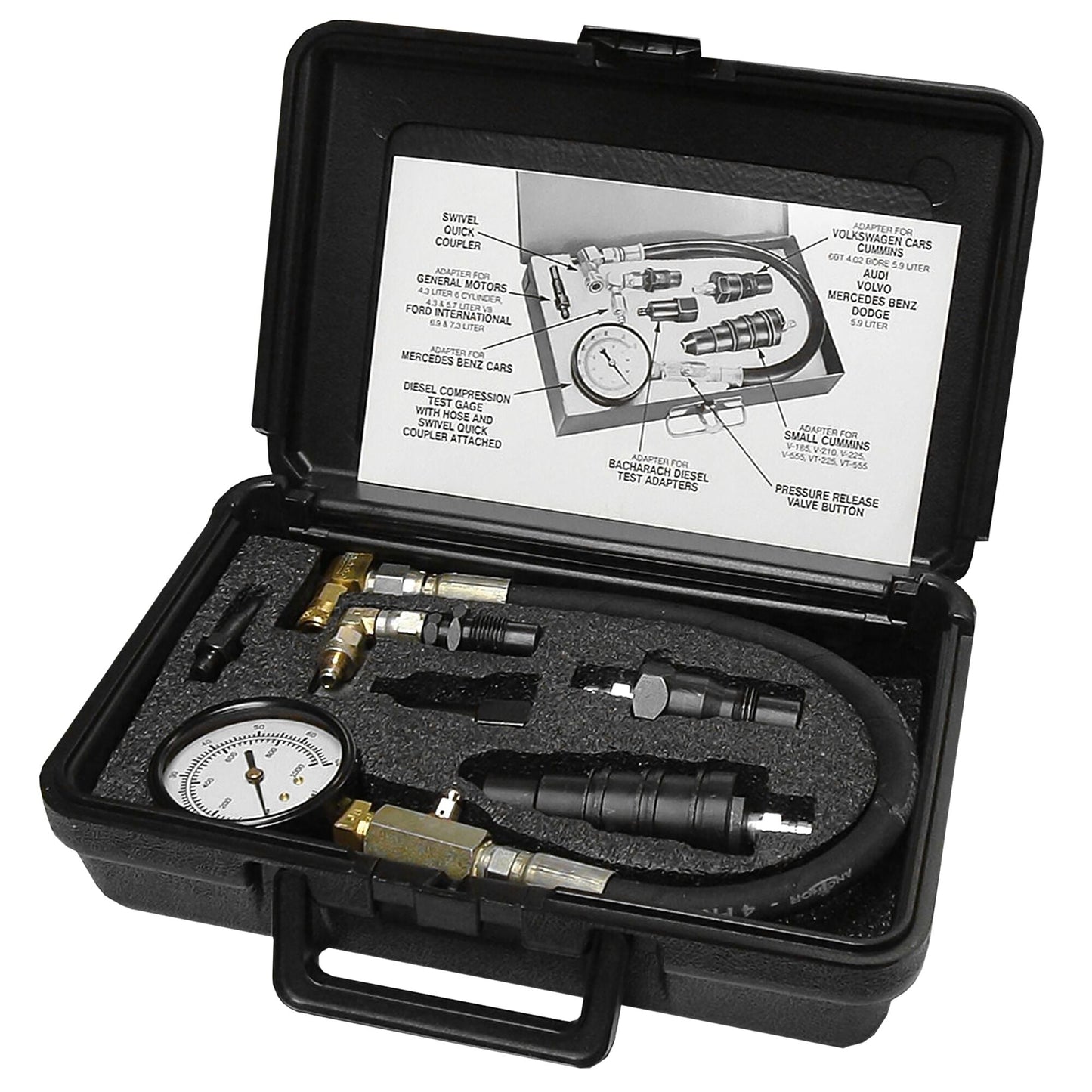6-PC. Kit de test de compression diesel
