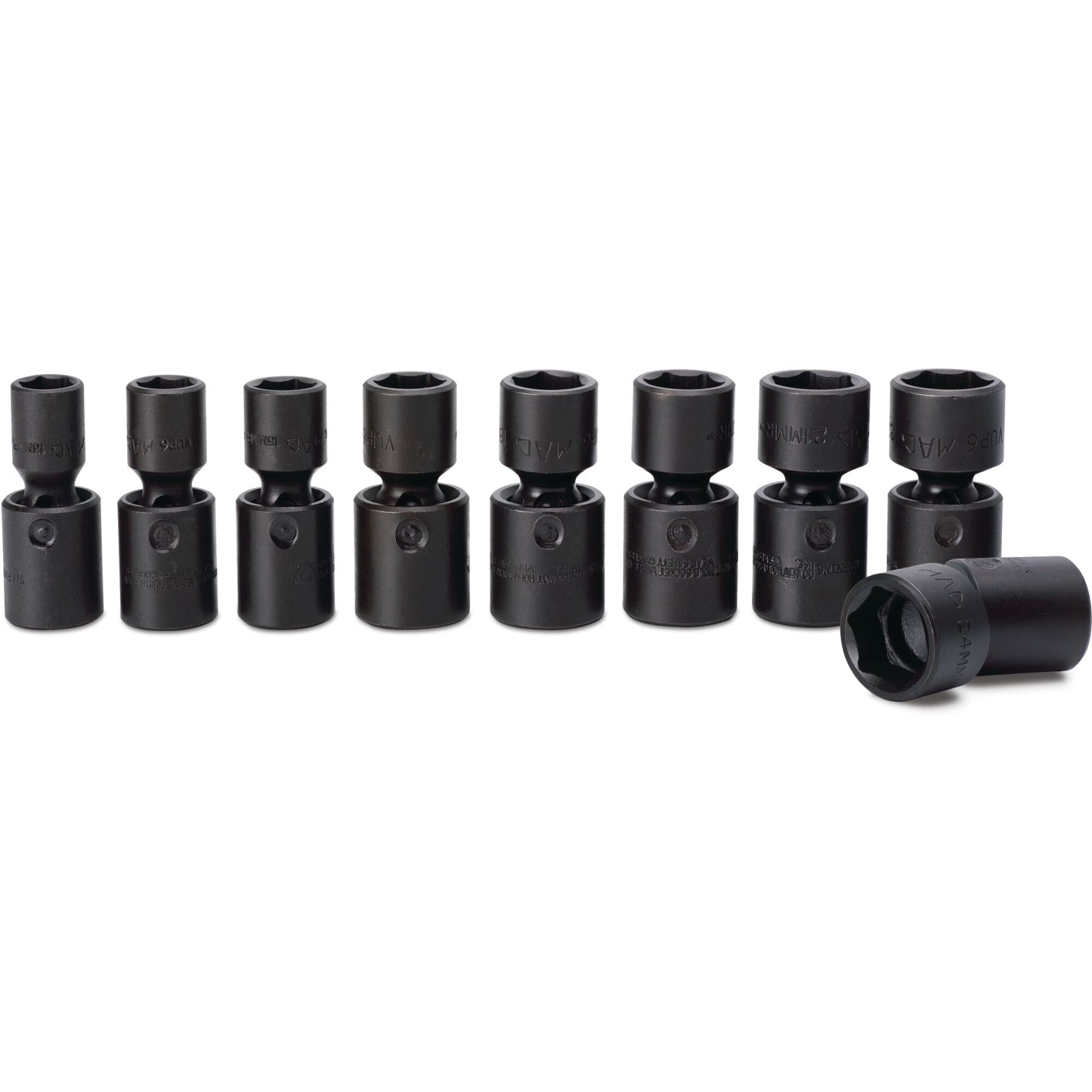 9-PC. 1/2" Drive Metric Impact Universal Socket Set - 6-PT.
