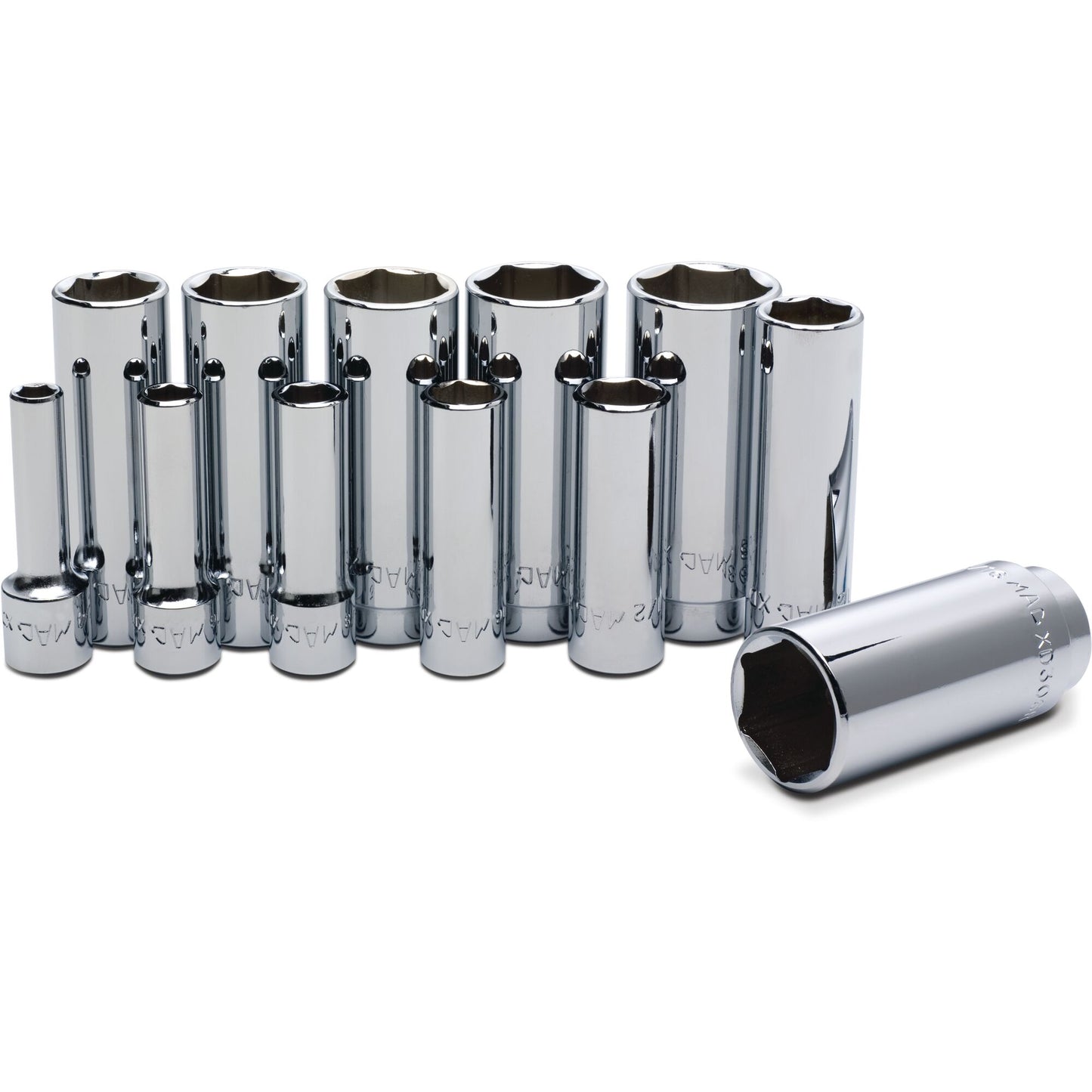 12-PC. Jeu de douilles profondes SAE 3/8" - 6-PT.