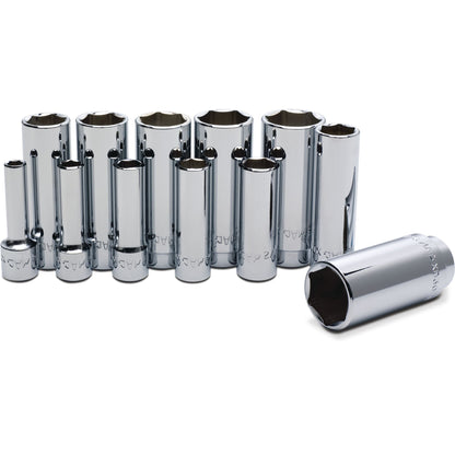 12-PC. Jeu de douilles profondes SAE 3/8" - 6-PT.