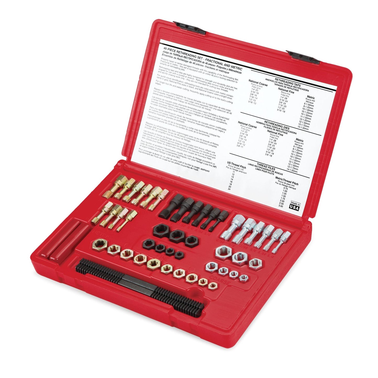 48-PC. Rethreading Tap and Die Set