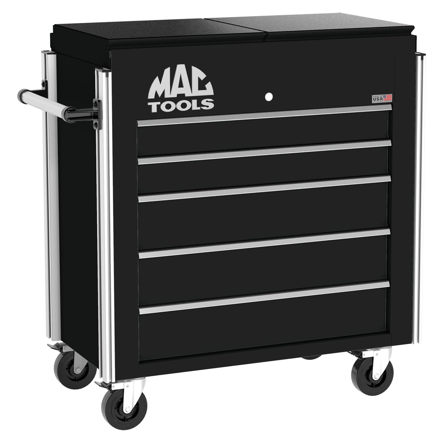 5-Drawer Utility Cart w/ Split Sliding Lid - Galaxy Black