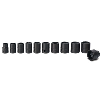 11-PC. Jeu de douilles à chocs métriques à prise 3/8" - 6-PT.
