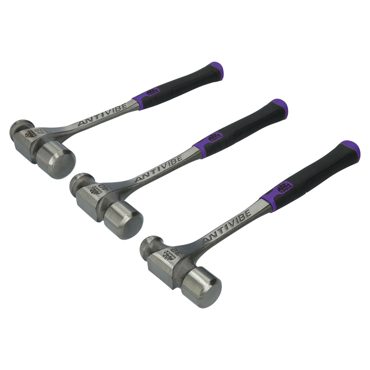 3pc Ball Peen Hammer Set - Purple