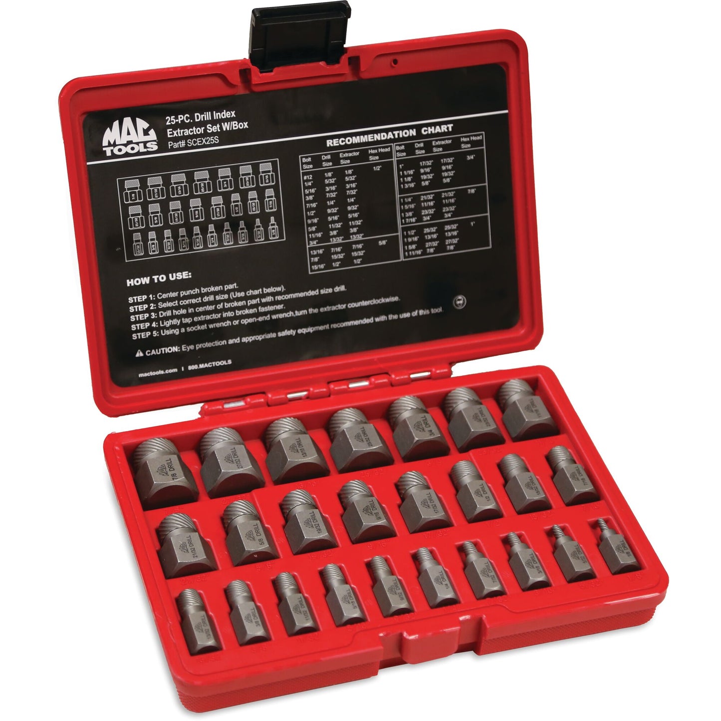 25-PC. Jeu d'extracteurs de vis multi-cannelures