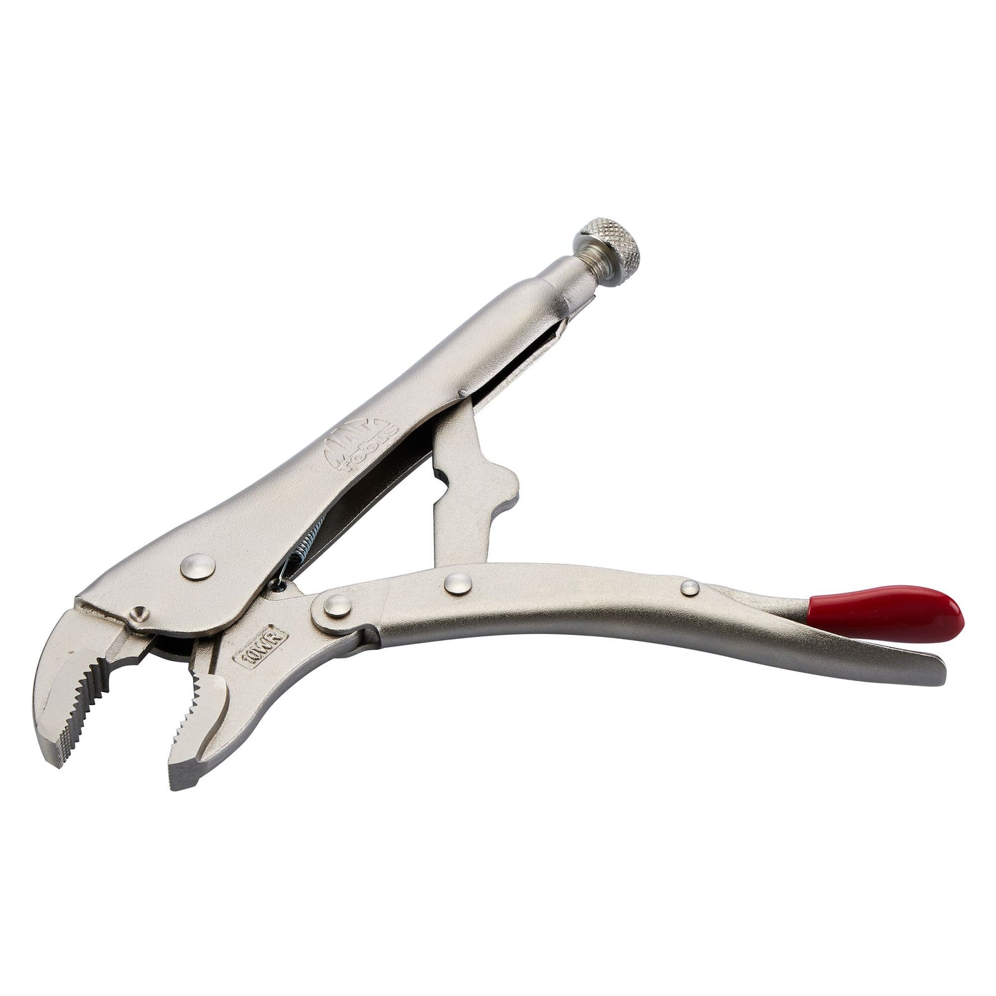 10" Curved Jaw Trigger Release Locking Pliers with Wire Cutter - Red