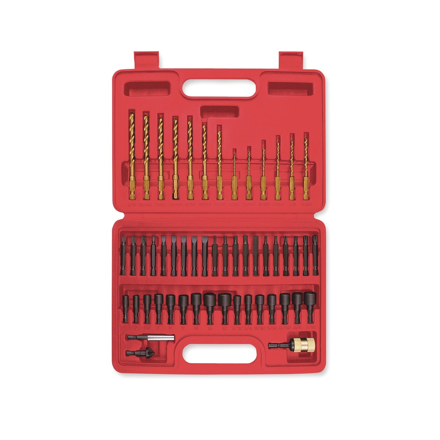 52-PC. 1/4" Hex Quick-Disconnect Titanium-Nitride Coated Drill Bit and Driver Set