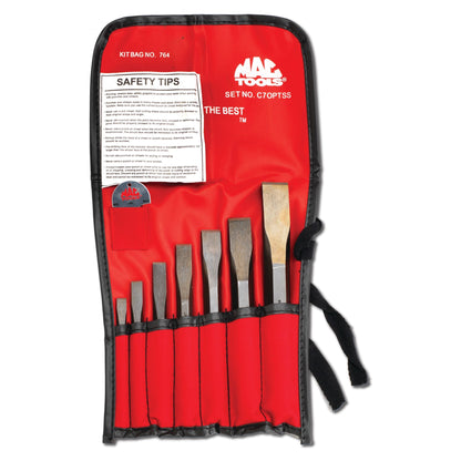 7-PC. Jeu de burins à pointe plate avec manomètre