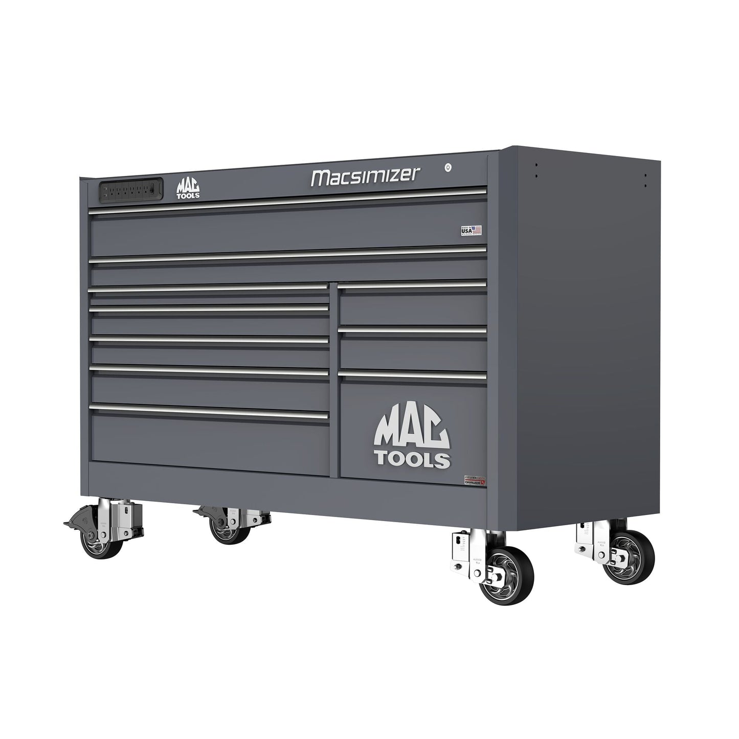 Macsimizer® Series 10-Drawer Workstation with PowerTech™ Drawer - Carbon Gray
