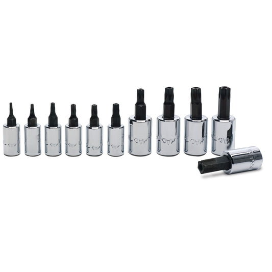 Driver Set, Tamper-Resistant Torx in Metal Tray 1/4" and 3/8" Drive - 11-PC.
