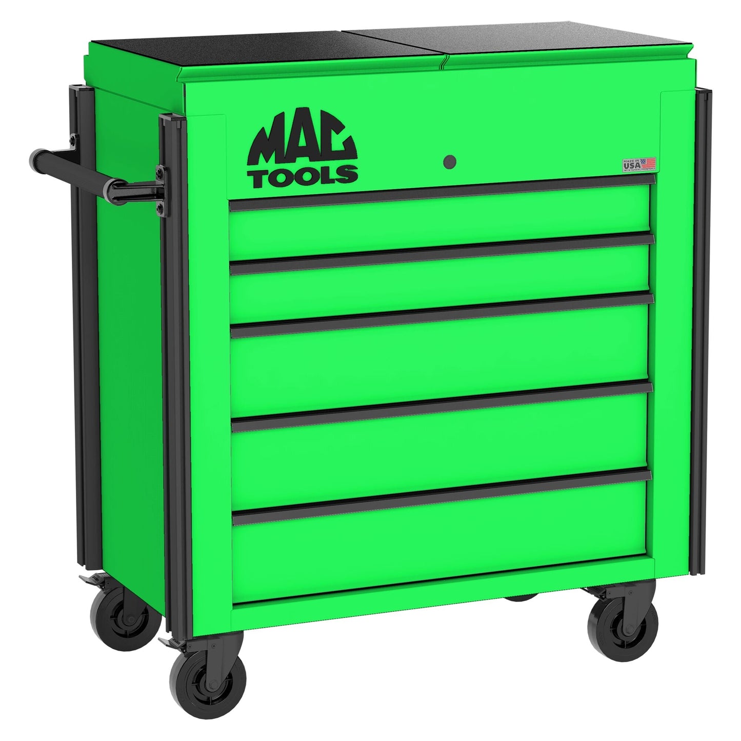 5-Drawer Utility Cart w/ Split Sliding Lid - Lime Green