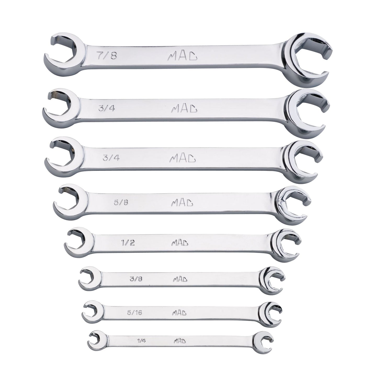 8-PC. SAE Double-End Flare Nut Wrench Set - 6-PT.