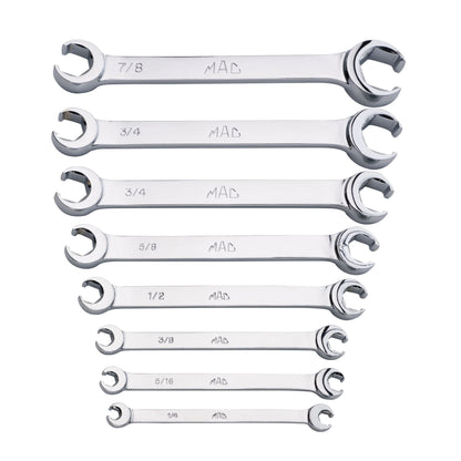 8-PC. SAE Double-End Flare Nut Wrench Set - 6-PT.