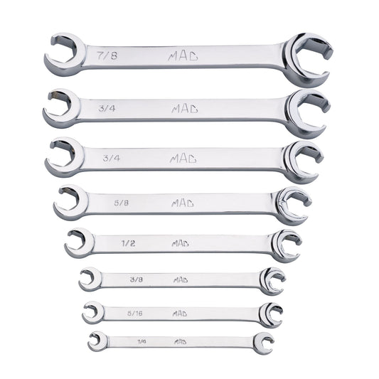 8-PC. SAE Double-End Flare Nut Wrench Set - 6-PT.