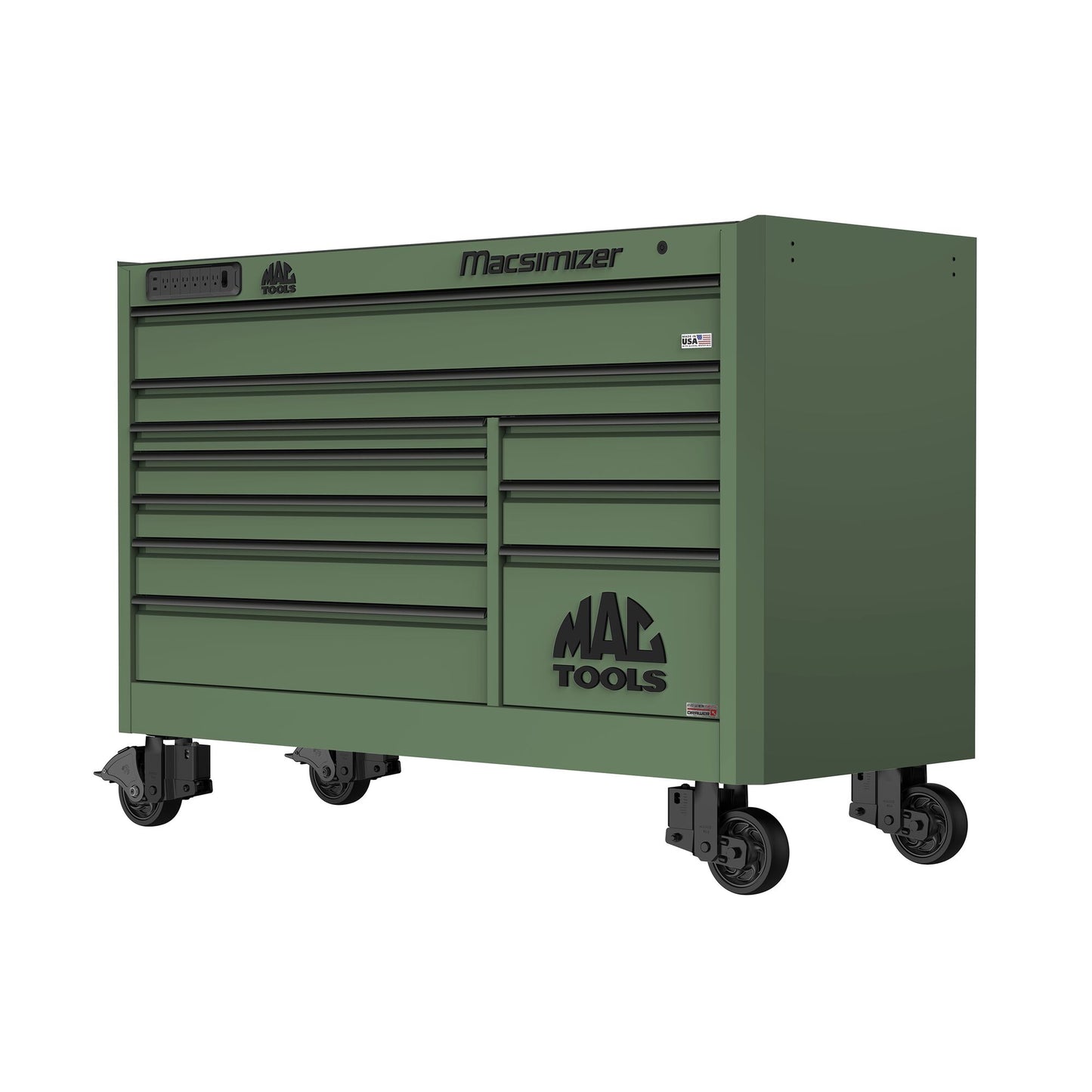 Macsimizer® Series 10-Drawer Workstation with PowerTech™ Drawer - Olive Green
