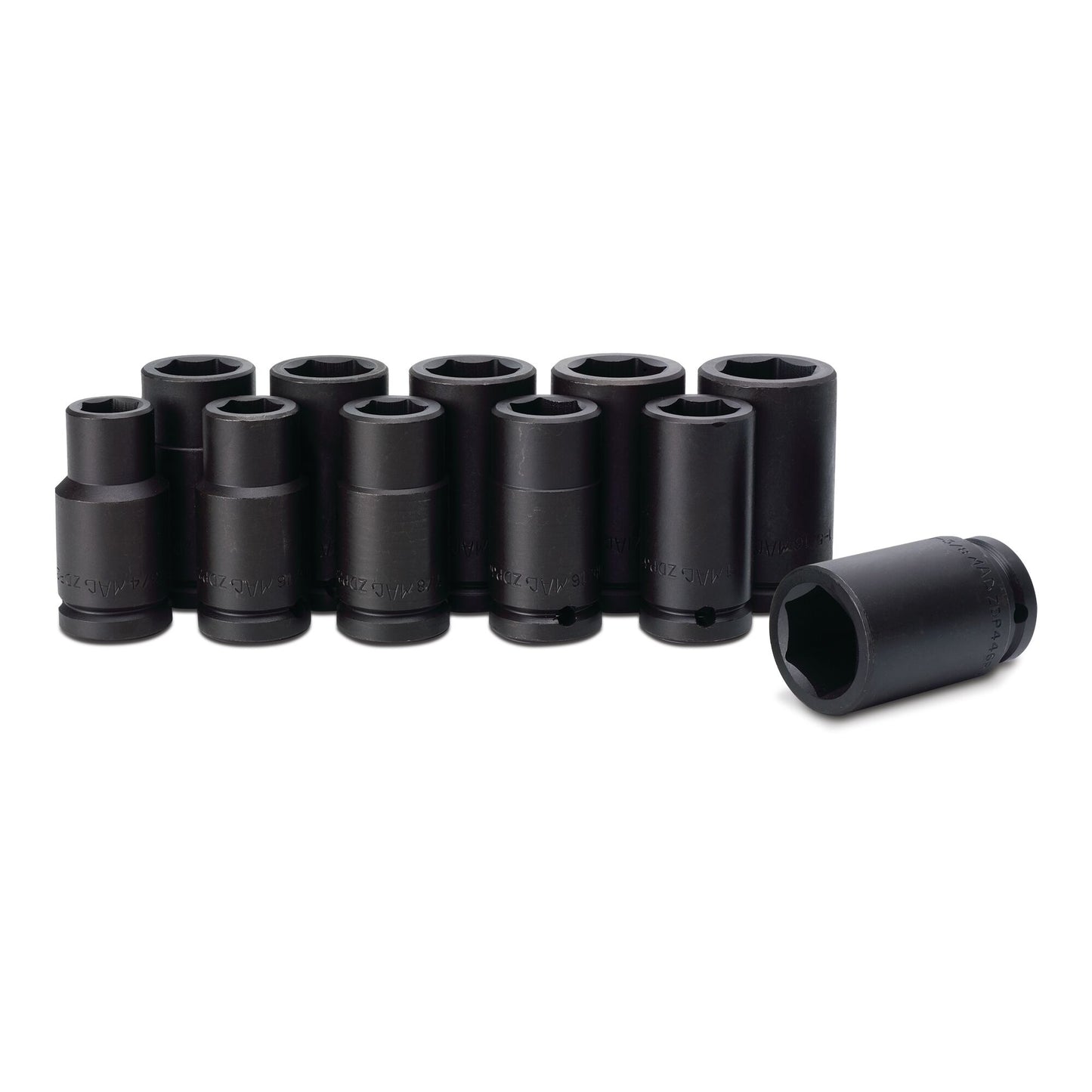 Sockets, Deep Impact SAE in Metal Tray 3/4" Drive 11-PC.