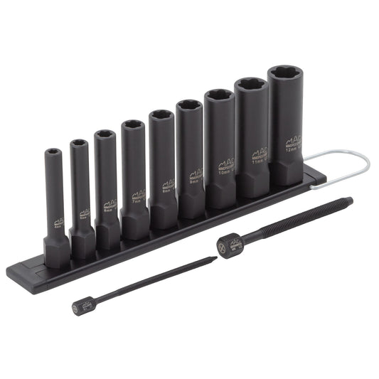 Jeu de 9 douilles d'extraction profonde à impact métrique RBRT™ à entraînement 1/4" pour extraction de corps étrangers (FOR)