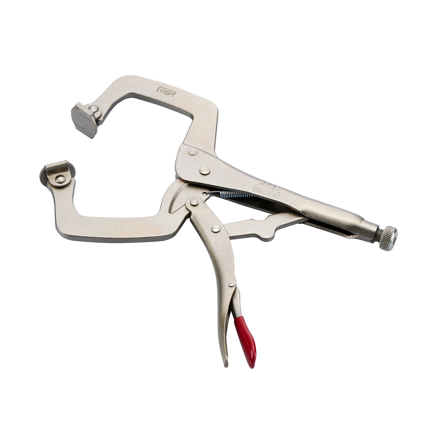 11" C-Clamp Trigger Release Locking Pliers with Swivel Pads  - Red