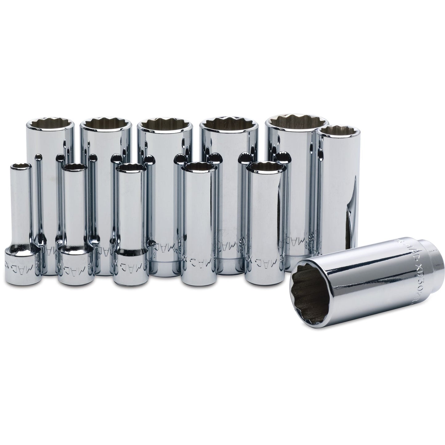 12-PC. Jeu de douilles profondes SAE 3/8" - 12-PT.