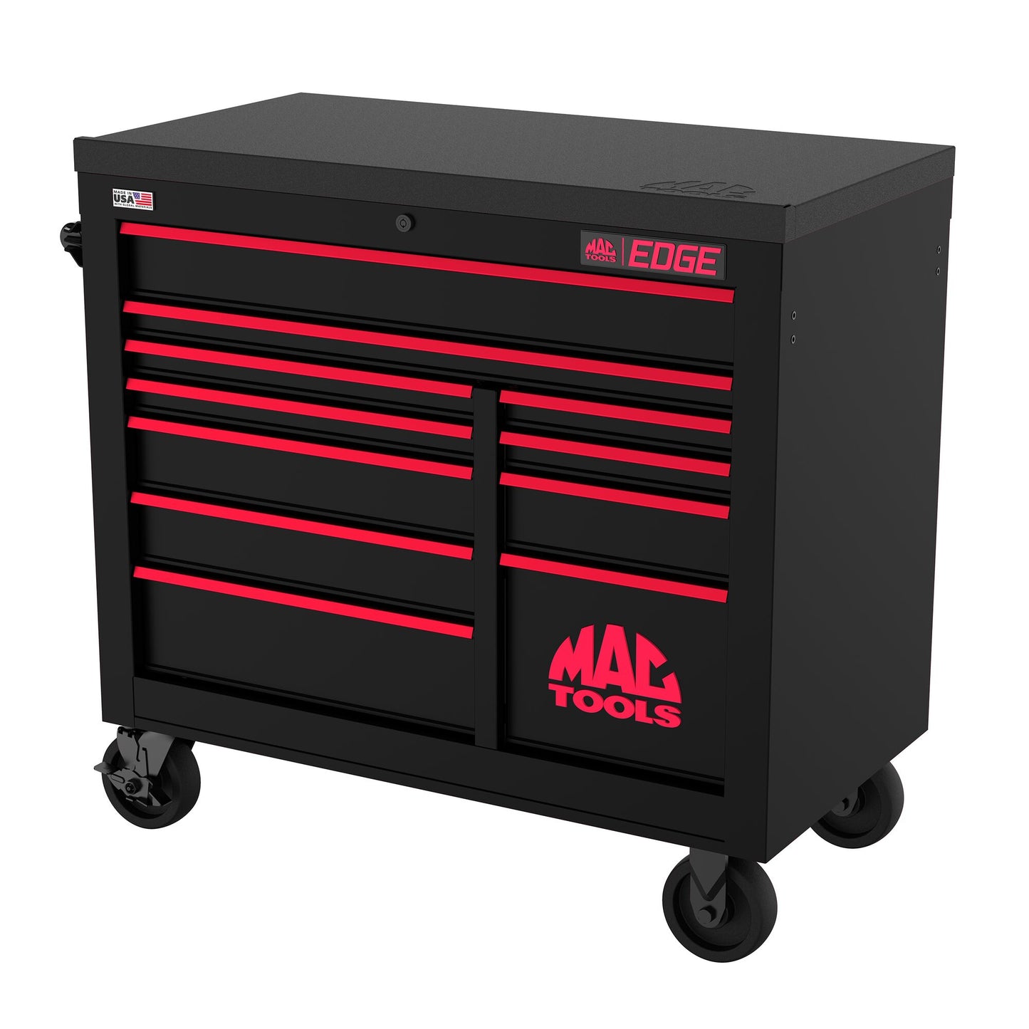 Edge™ 11-Drawer Workstation - Flat Black/Red Trim