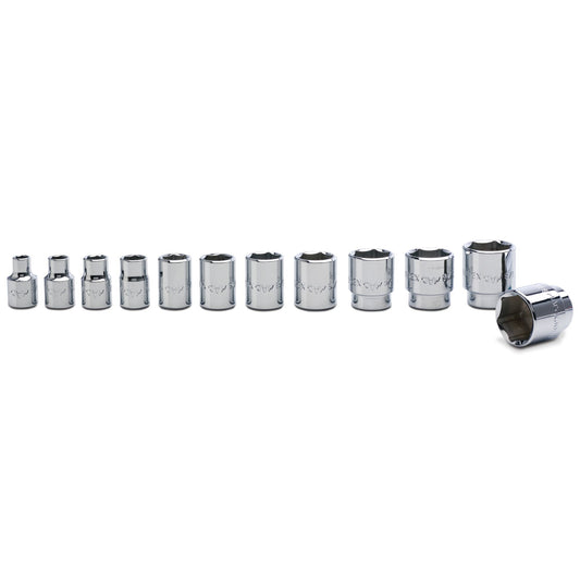 Socket Set, Standard SAE in Metal Tray 3/8" Drive - 12-PC.