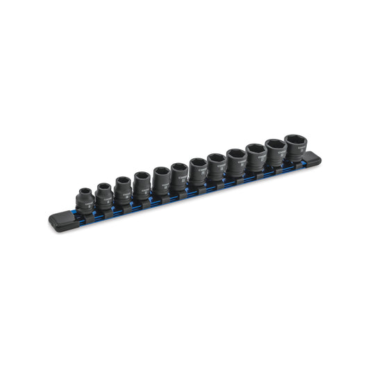 12-PC. 3/8" Drive Metric Stubby Impact Socket Set - 6-PT.