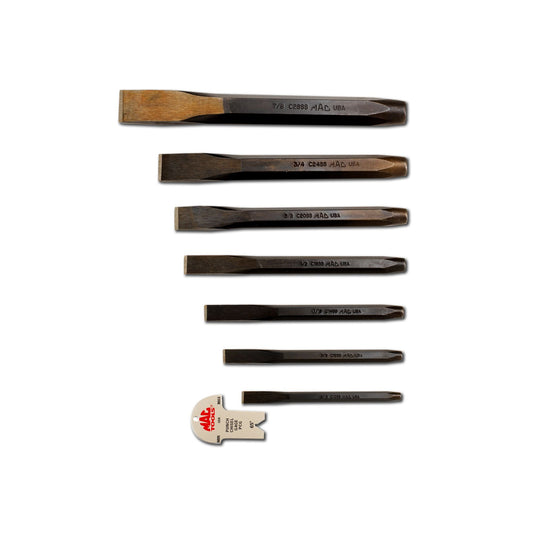 7-PC. Jeu de burins à pointe plate avec manomètre