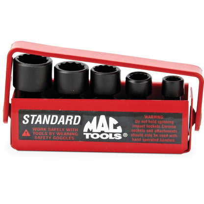 5-PC. Jeu de douilles à chocs universelles SAE à entraînement 1/4 po - 12 pts.
