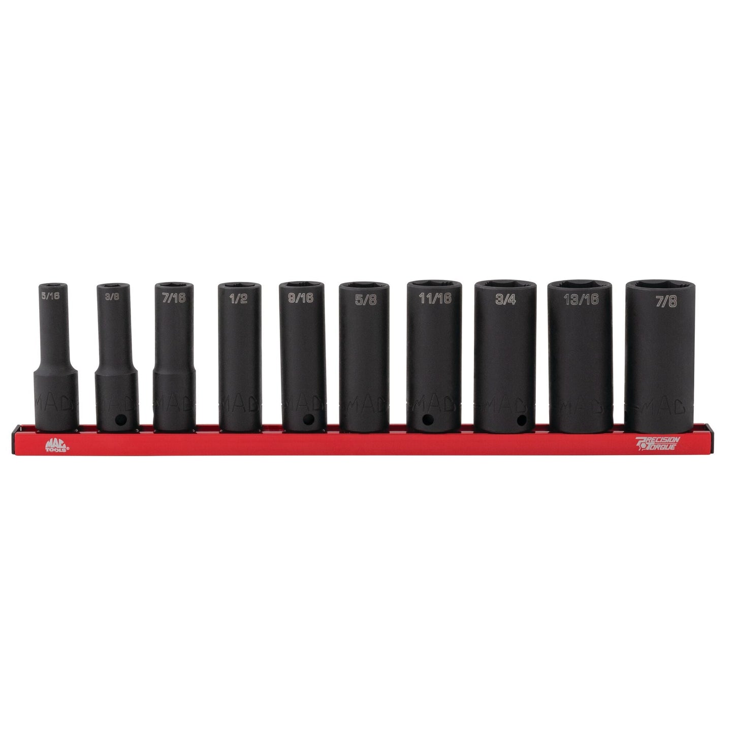 10-PC. 3/8" Drive SAE Deep Impact Socket Set - 6-PT.
