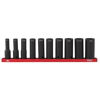 10-PC. 3/8" Drive SAE Deep Impact Socket Set - 6-PT.