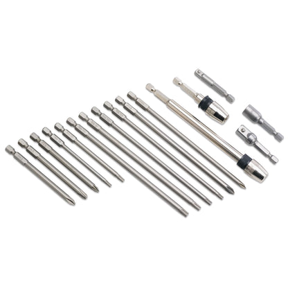 16-PC. 1/4" Hex Drive Long-Reach Quick-Connect Bit Set