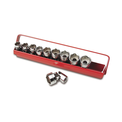 10-PC. Jeu de douilles universelles métriques à prise 3/8" - 6-PT.