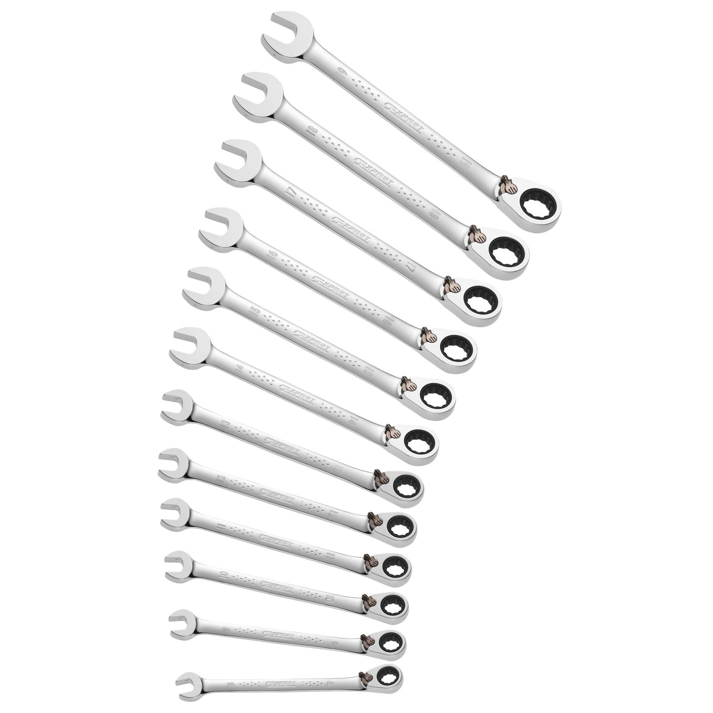 12-PC. Metric Reversible Combination Ratcheting Wrench Set - 12-PT.
