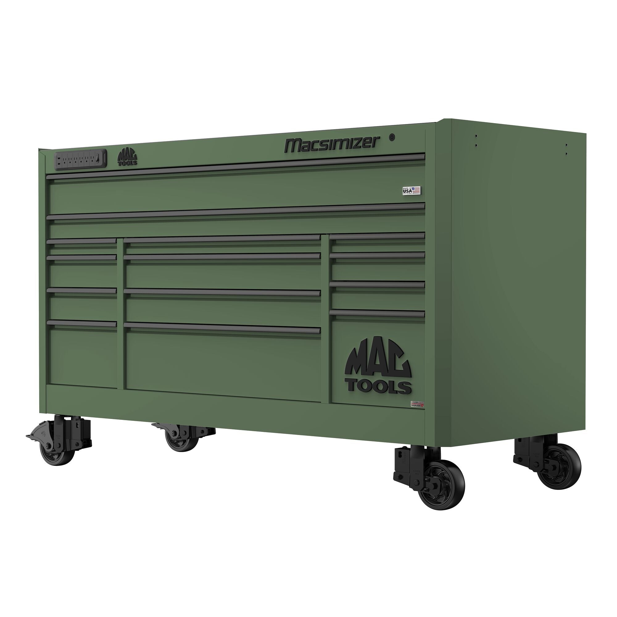 Macsimizer® Series 14-Drawer Workstation with PowerTech™ Drawer - Olive ...